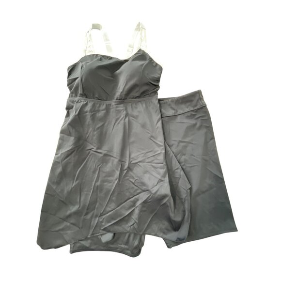 Denim and Co Beach Handkerchief Hem Tankini with Bike Short Size 14 Black Swim - Picture 2 of 10